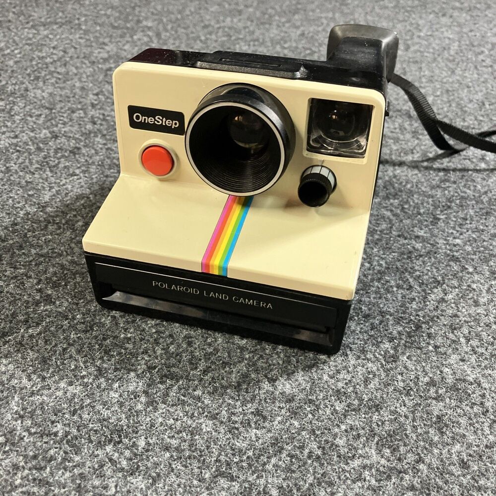 Vintage Original Polaroid SX-70 OneStep White Rainbow Stripe Land Camera TESTED